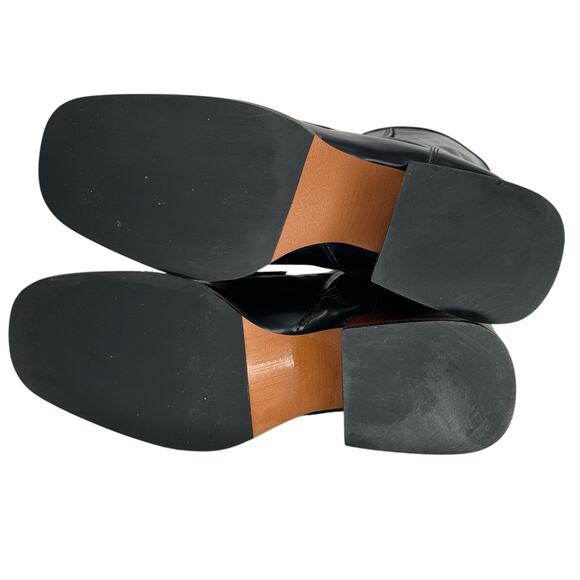 Steve Madden Womens Loreen Chunky Chained Bootie 6.5 Black Faux Patent Leather - Picture 8 of 11